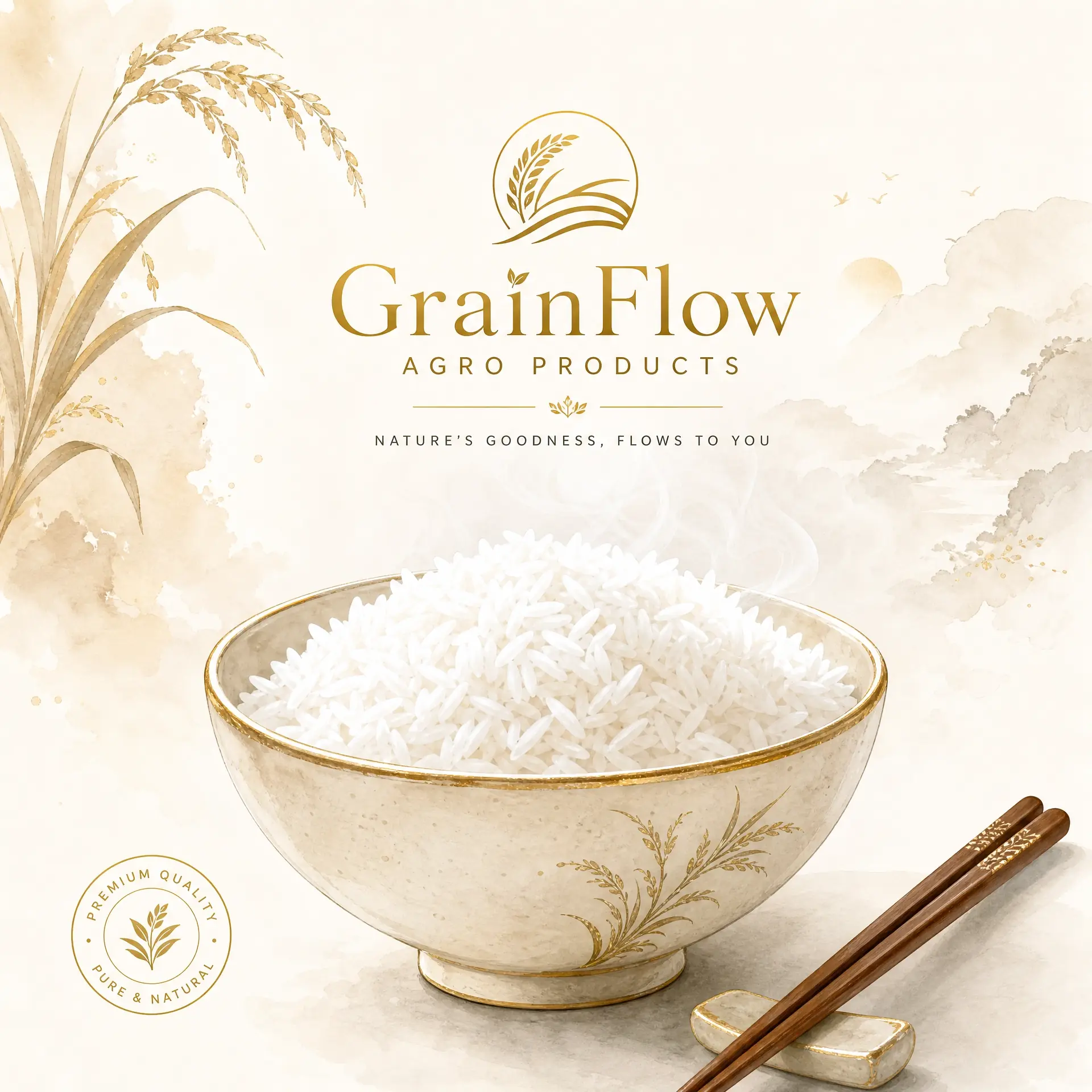 A bowl of cooked white rice with chopsticks