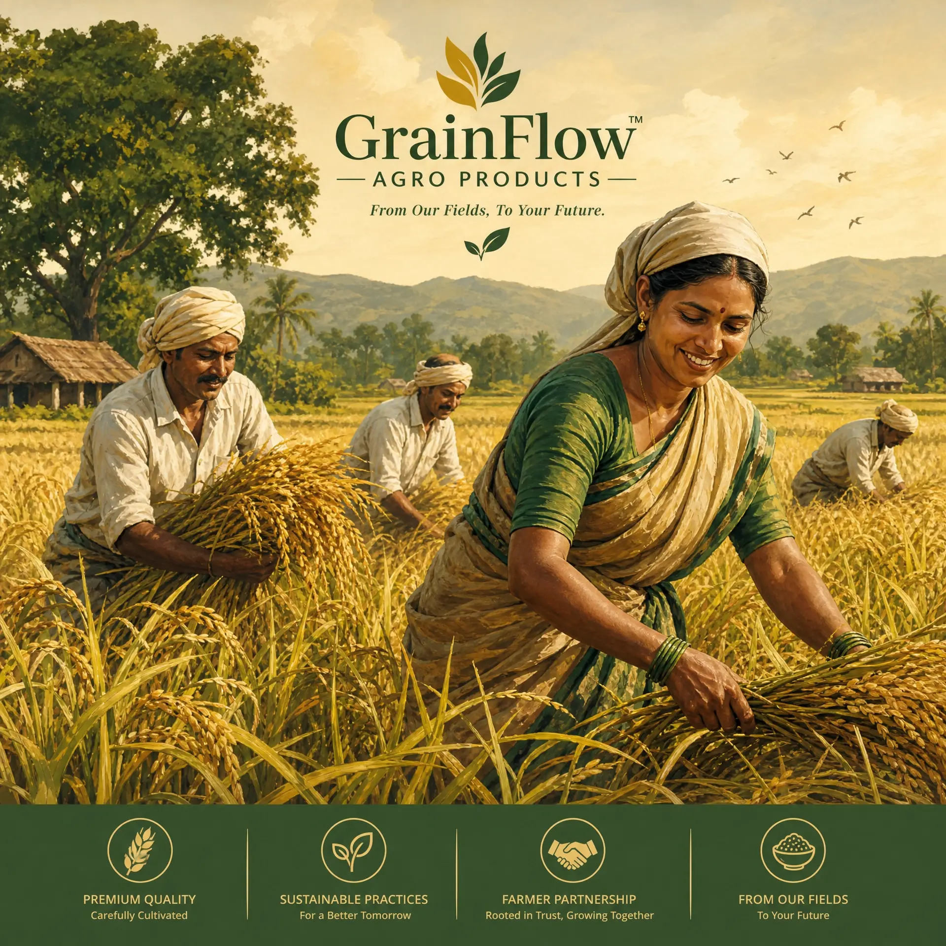 Farmers harvesting paddy in the field